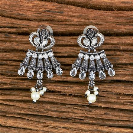 Moti Earring With Oxidised Plating