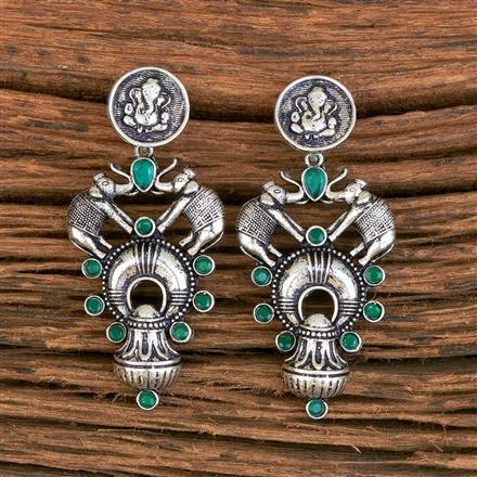 Temple Earring With Oxidised Plating