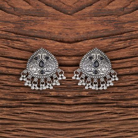 Peacock Earring With Oxidised Plating