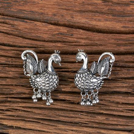 Peacock Earring With Oxidised Plating