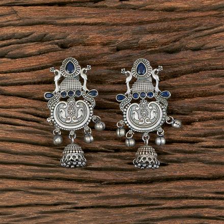 Peacock Earring With Oxidised Plating