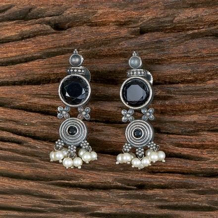 Moti Earring With Oxidised Plating