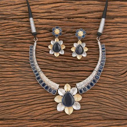 Oxidised Classic Necklace With 2 Tone Plating