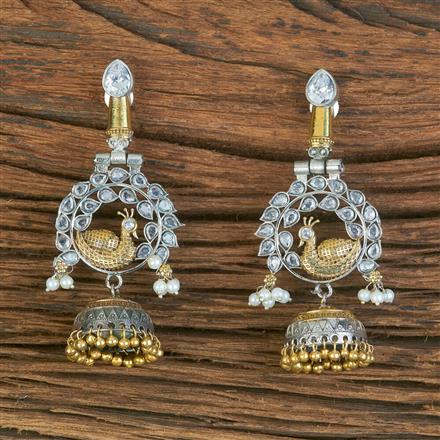 Oxidised Peacock Earring With 2 Tone Plating