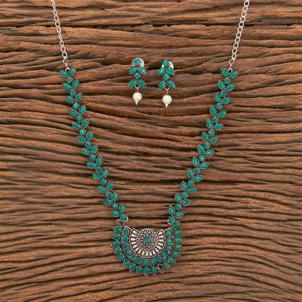 Moti Necklace With Oxidised Plating