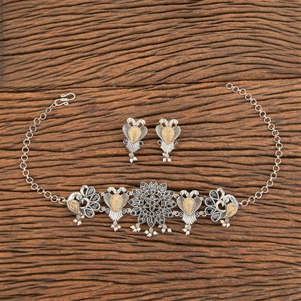 Oxidised Choker Necklace With 2 Tone Plating