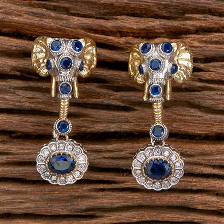 Oxidised Temple Earring With 2 Tone Plating