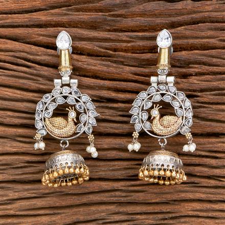 Oxidised Peacock Earring With 2 Tone Plating