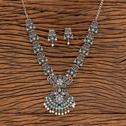 Peacock Necklace With Oxidised Plating