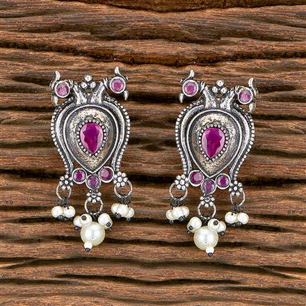 Peacock Earring With Oxidised Plating