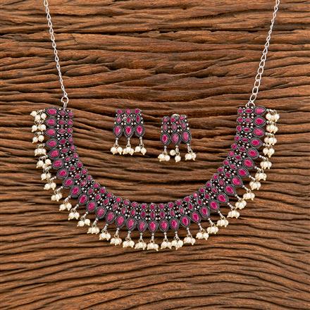 Pearl Necklace With Oxidised Plating