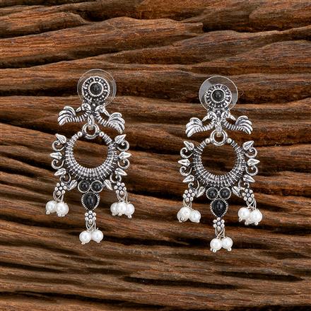 Peacock Earring With Oxidised Plating