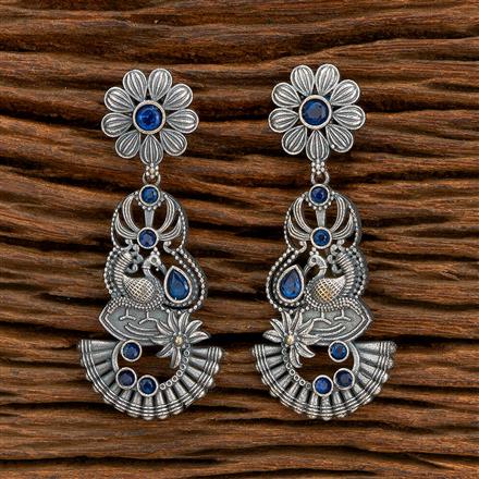 Peacock Earring With Oxidised Plating