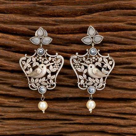 Peacock Earring With Oxidised Plating