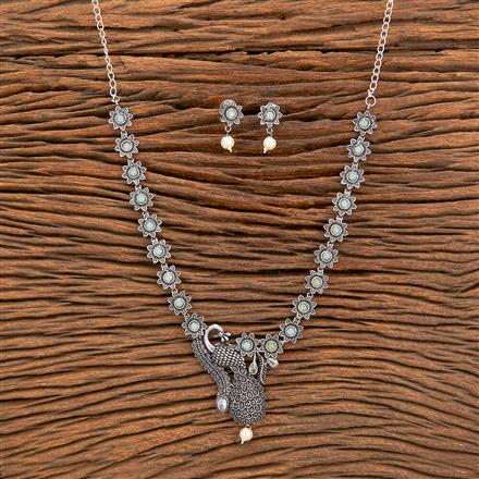 Peacock Necklace With Oxidised Plating