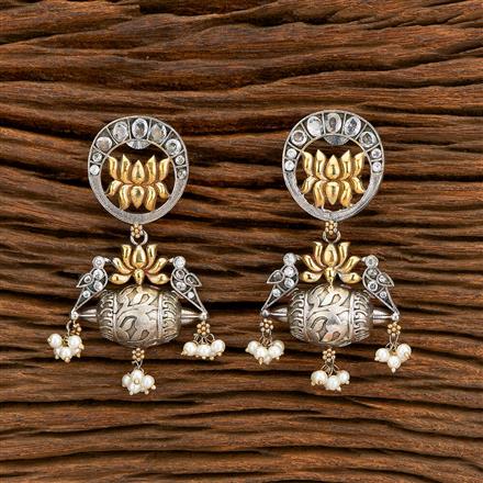 Oxidised Trendy Earring With 2 Tone Plating