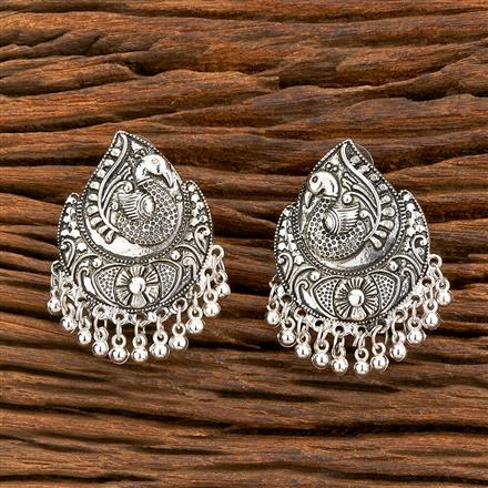 Peacock Earring With Oxidised Plating