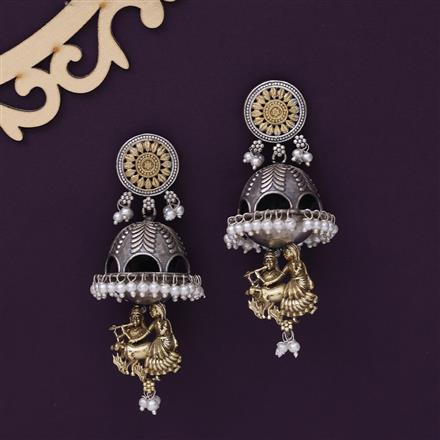 Oxidised Jhumki With 2 Tone Plating