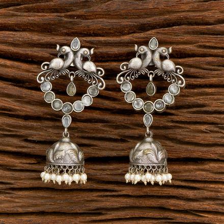 Peacock Earring With Oxidised Plating