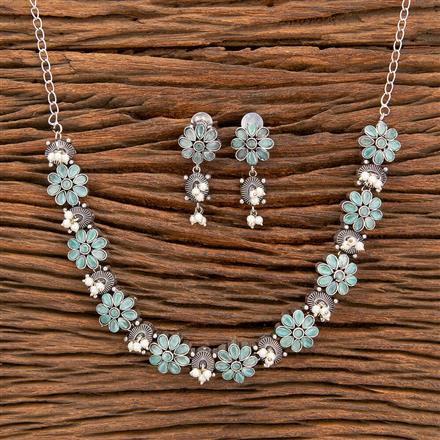 Pearl Necklace With Oxidised Plating