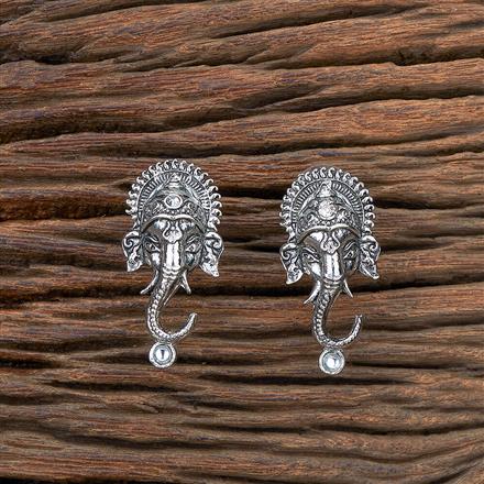 Temple Earring With Oxidised Plating