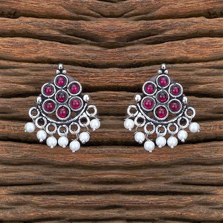 Moti Earring With Oxidised Plating