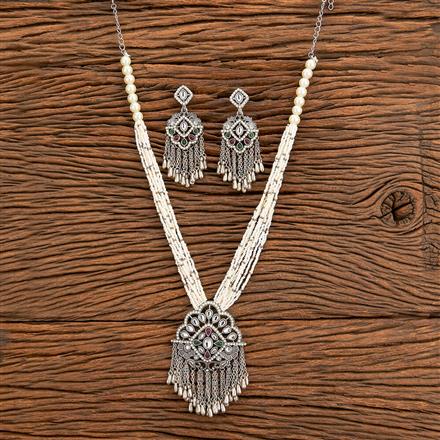 Moti Necklace With Oxidised Plating