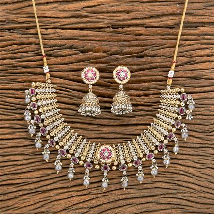 Oxidised Classic Necklace With 2 Tone Plating