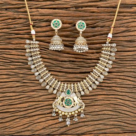 Oxidised Peacock Necklace With 2 Tone Plating