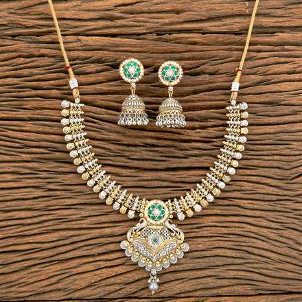 Oxidised Peacock Necklace With 2 Tone Plating