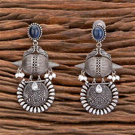 Peacock Earring With Oxidised Plating