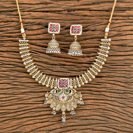 Oxidised Classic Necklace With 2 Tone Plating