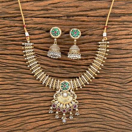 Oxidised Peacock Necklace With 2 Tone Plating