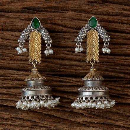 Oxidised German Silver Earring With 2 Tone Plating