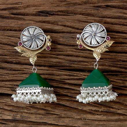 Oxidised German Silver Earring With 2 Tone Plating