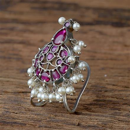 Pearl Ring With Oxidised Plating