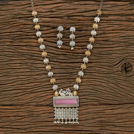 Oxidised Long Necklace With 2 Tone Plating