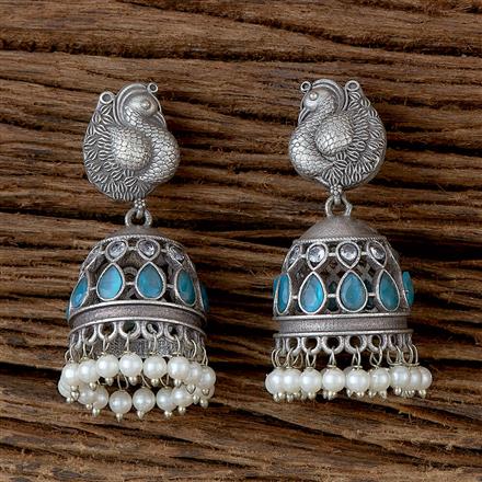 Peacock Earring With Oxidised Plating