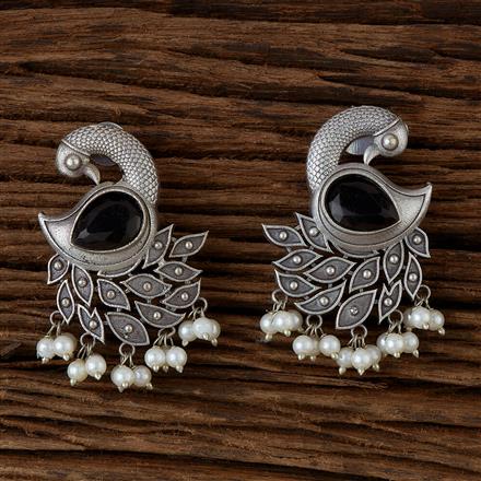 Peacock Earring With Oxidised Plating