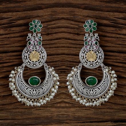 Oxidised German Silver Earring With 2 Tone Plating