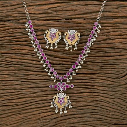 Oxidised Peacock Necklace With 2 Tone Plating