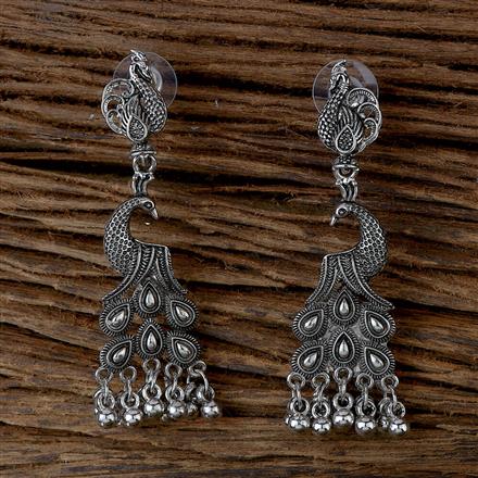 Peacock Earring With Oxidised Plating