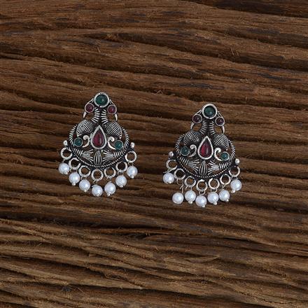 Pearl Earring With Oxidised Plating