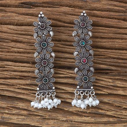 Moti Earring With Oxidised Plating