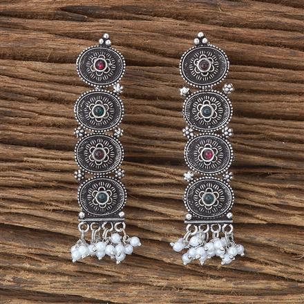 Pearl Earring With Oxidised Plating