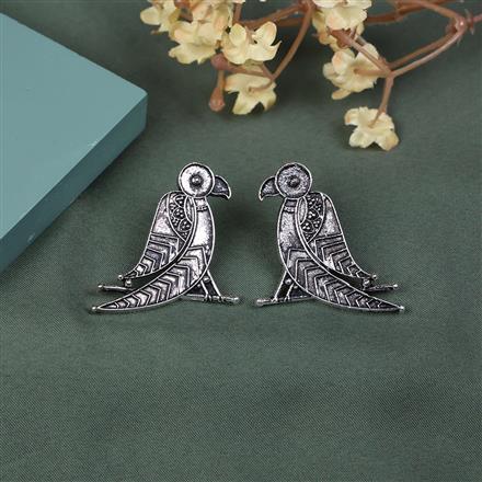 Peacock Earring With Oxidised Plating