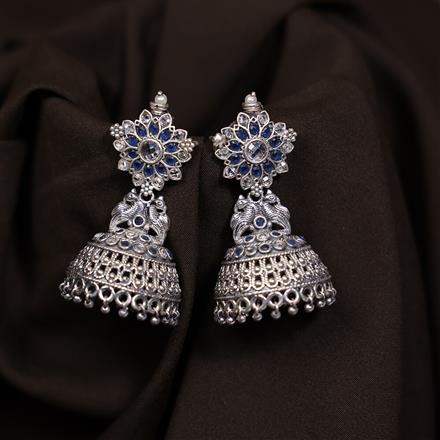 Peacock Earring With Oxidised Plating
