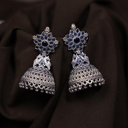 Peacock Earring With Oxidised Plating