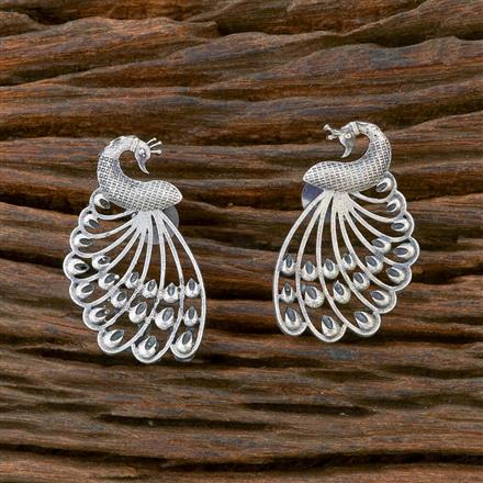 Peacock Earring With Oxidised Plating