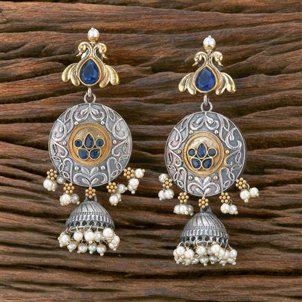 Oxidised Peacock Earring With 2 Tone Plating